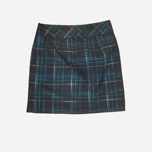 LOFT Black and Blue Plaid Mini Skirt
